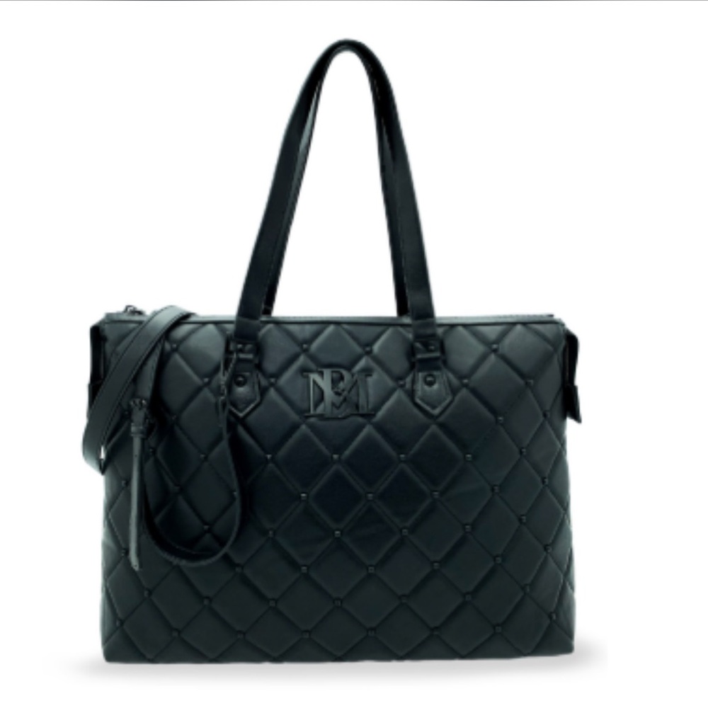Badgley Mischka Black Quilted Tote Bag with crossbody strap